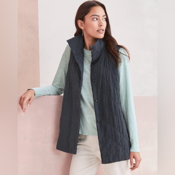 EILEEN FISCHER | cotton quilted vest | size xs - Picture 1 of 6